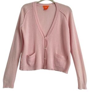 JOE FRESH BABY PINK BUTTON UP V-NECK CARDIGAN SIZE MEDIUM